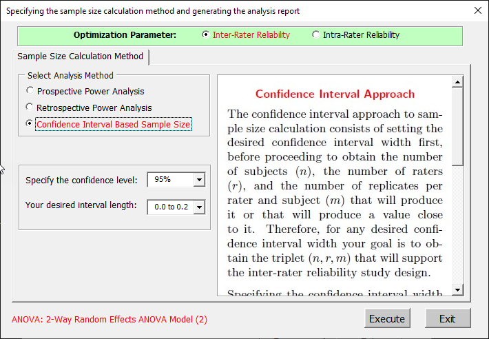 intraclass correlation sample size calculation with AgreeStat360