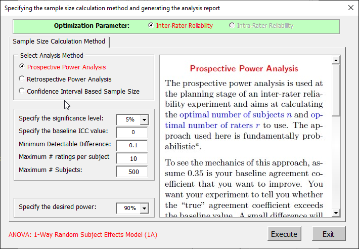 intraclass correlation sample size determination with AgreeStat360